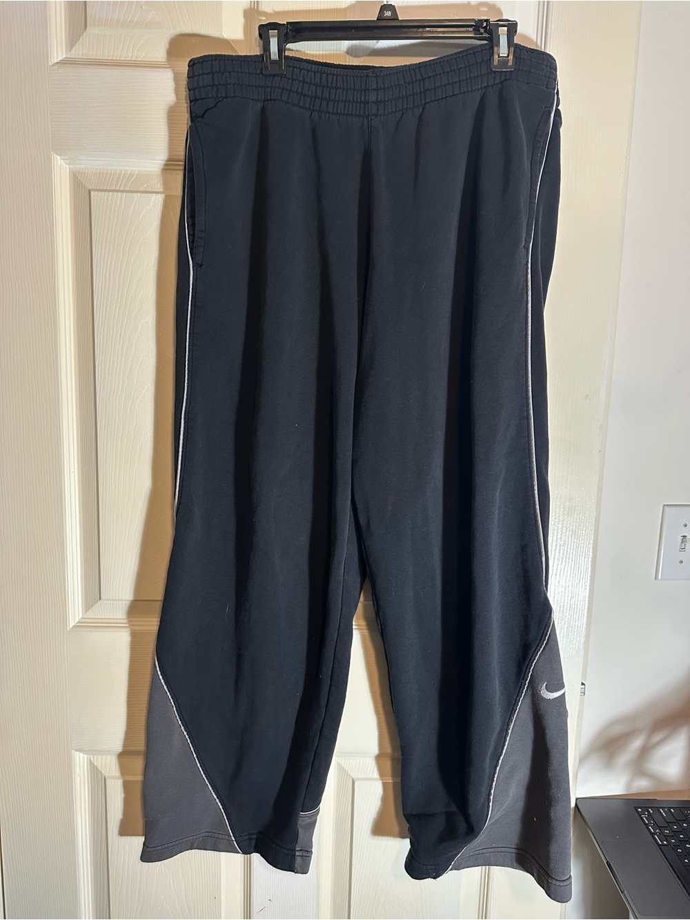 Nike Black Wide-Leg Track Pants with Gray Panels